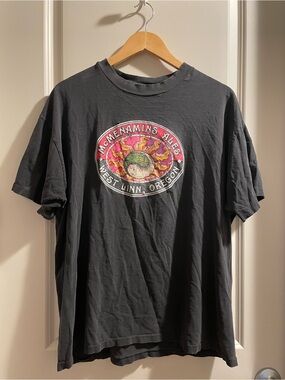 Vintage Single Stitch McMenamins Hanes Beefy Black Graphic Tee T-Shirt Size XL
